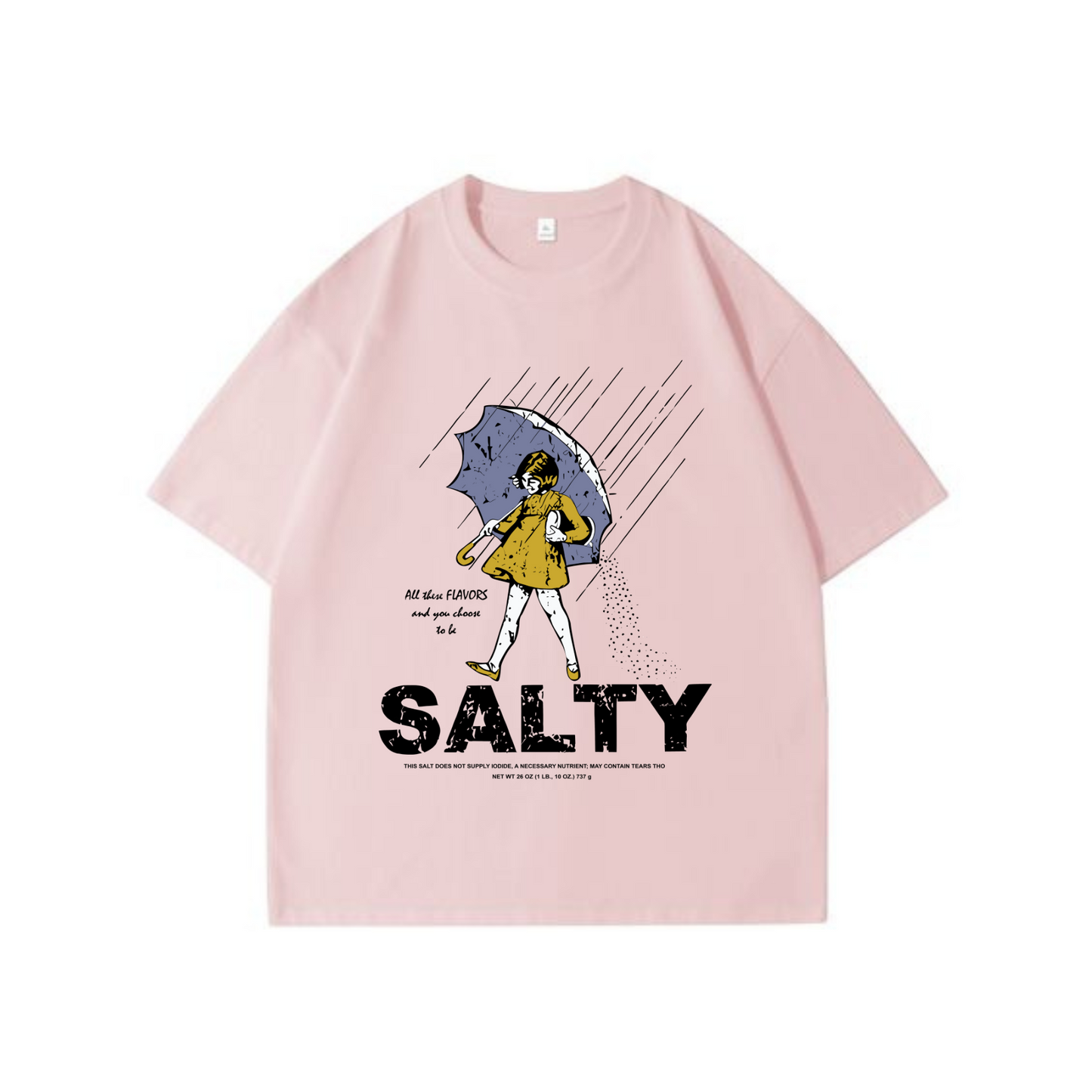 Women's "Salty Girl" Vintage T-Shirt – Trendy Umbrella Top for Her