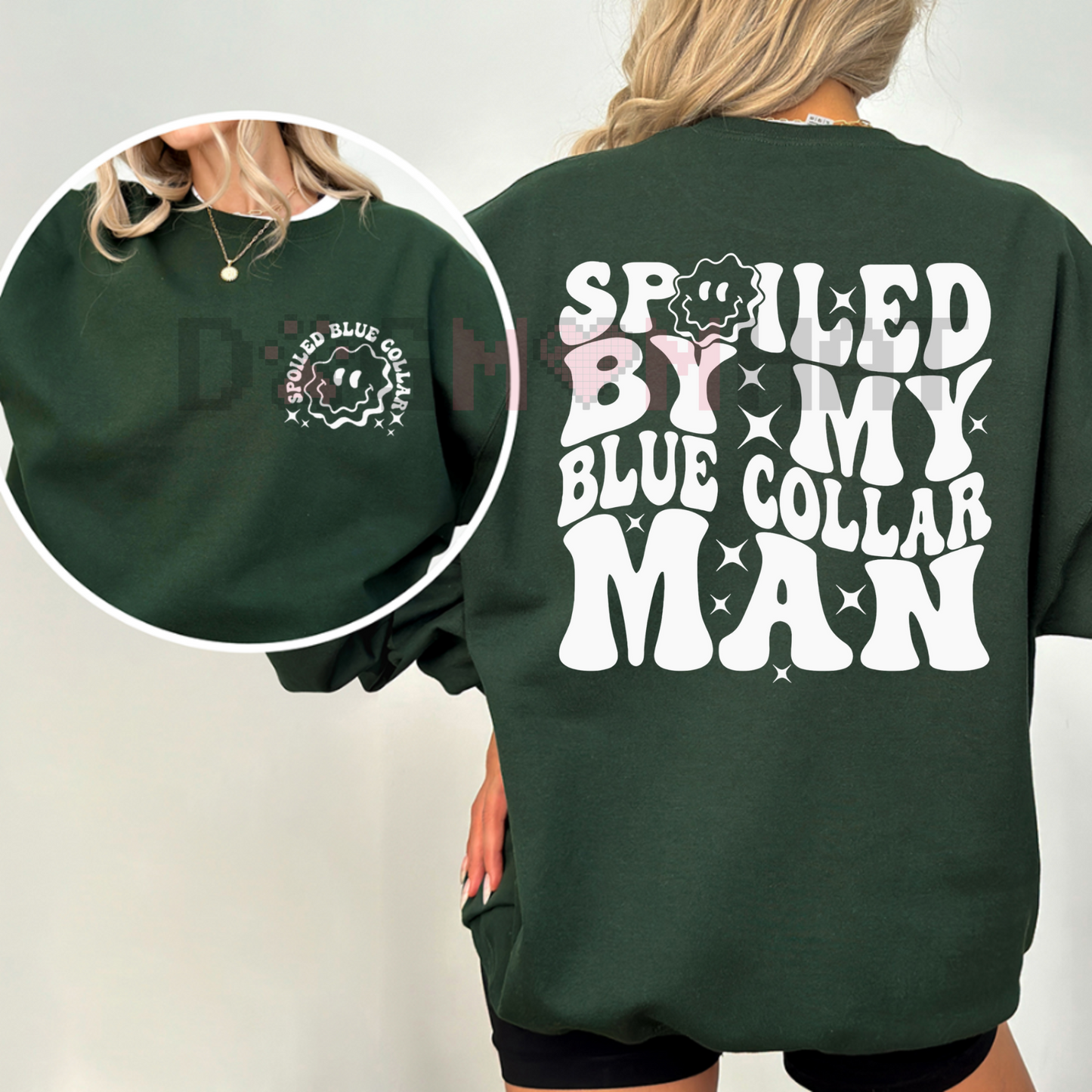 "Spoiled by My Blue Collar Man" Sweater – Cozy Crewneck, Love & Appreciation Gift for Her