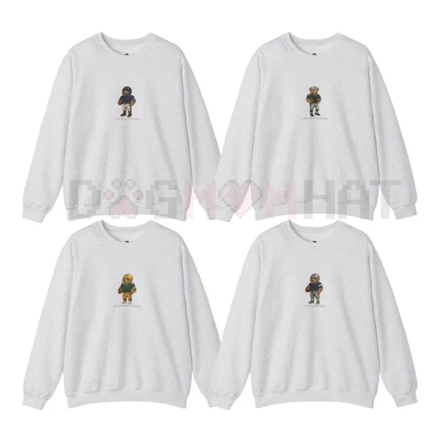 Unisex Vintage Football Teddy Bear Crewneck Sweatshirt