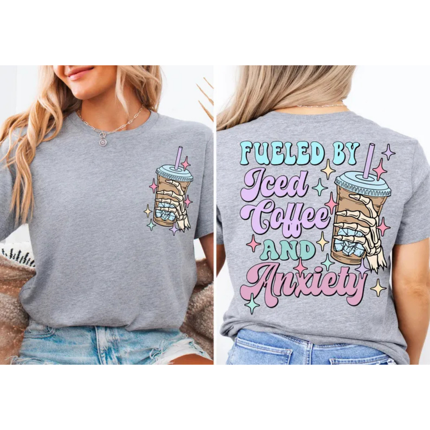 Mental Health T-Shirt – "Iced Coffee & My Brain" Graphic Tee