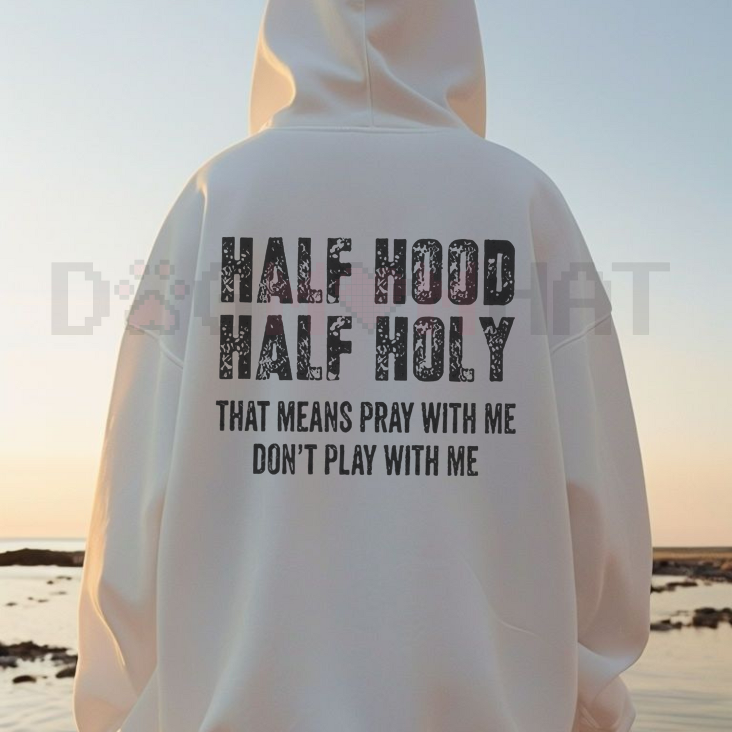 Half Hooded Half Holy Hoodie – Duality Street Style Pullover, "Play With Me Don't Play With Me" Attitude