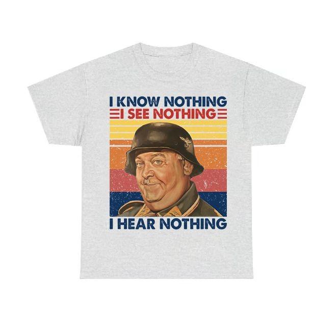 Sergeant Schultz "I Know Nothing" Vintage T-Shirt – Classic Hogan's Heroes Tee for TV Fans
