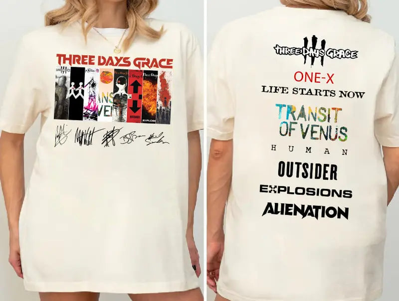 Three Days Grace 2 Sided Album T-Shirt – Rock Band Tee