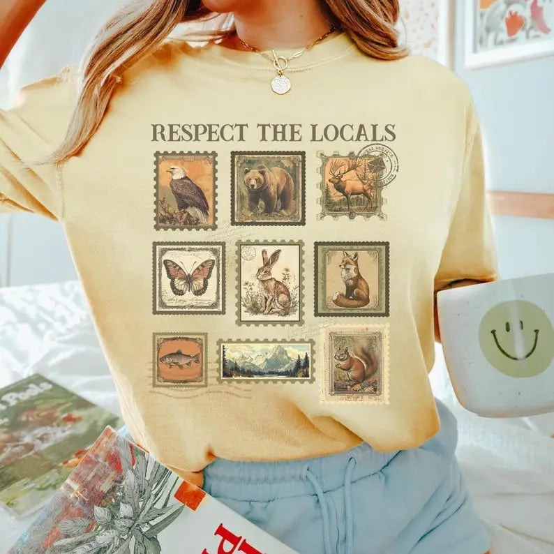 Respect The Local Wildlife T-Shirt – Unisex Nature Lover Tee, Animal Protection Graphic Shirt, National Park-Inspired Casual Wear