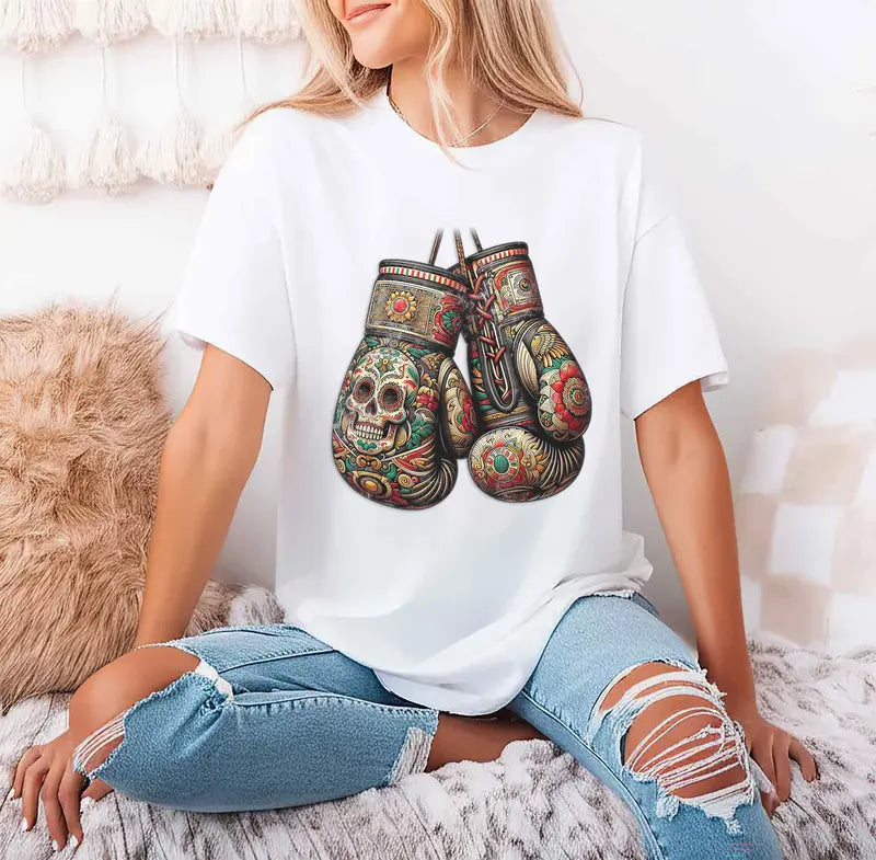 Mexican Vintage Boxing Gloves T-Shirt - Aztec Mayan Fighter Tee