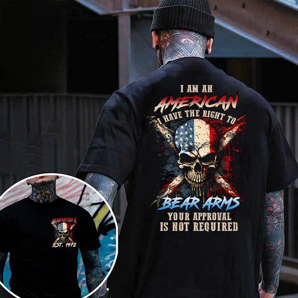 I Am an American Generation X T-Shirt – Gen X Bold Graphic Tee, Unisex 100% Cotton Patriotic Shirt