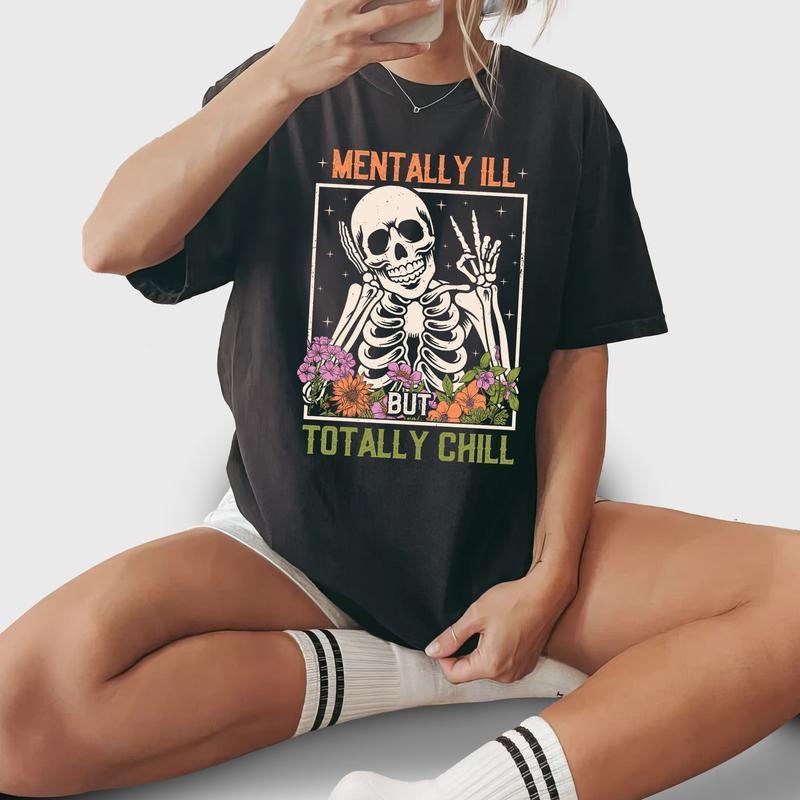 Totally Chill But Slightly Chaotic T-Shirt – Funny Unisex Graphic Tee, Casual Humor Cotton Top