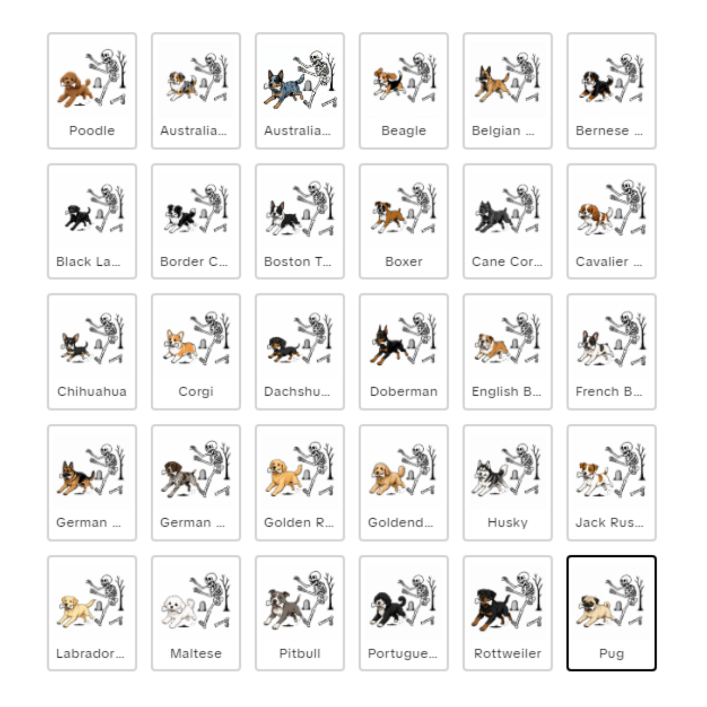Dog Breeds Halloween Skeleton Tee - Spooky Dog Lover Shirt