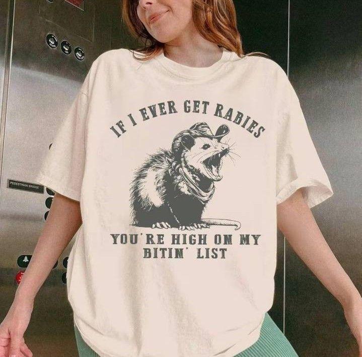 Humorous Raccoon T-Shirt – "If I Ever Get Rabies" Funny Trash Panda Sarcastic Tee