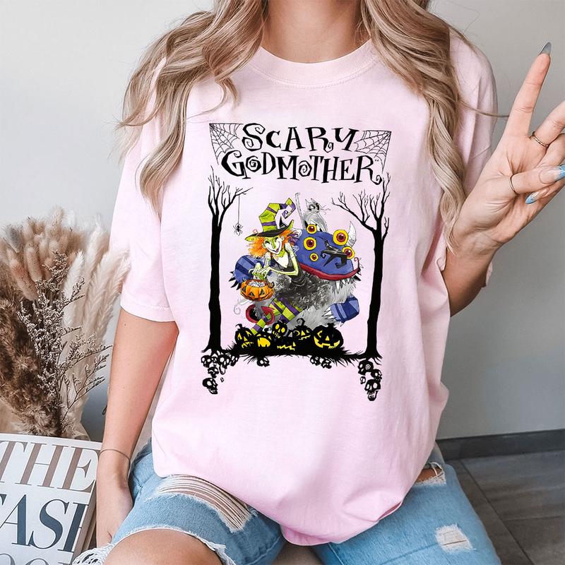 Scary Godmother Halloween Shirt – Retro Movie Graphic Tee, Spooky Season Horror T-Shirt for Men & Women