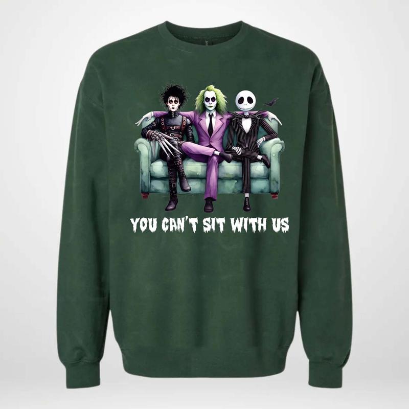 You Can’t Sit With Us Halloween T-Shirt – Funny Horror Character-Inspired Graphic Tee, Unisex Spooky Season Shirt