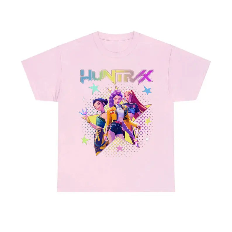 Huntrix Star Shirt – Kpop Huntrix Tee Featuring Mira, Rumi, Zoey & Derpy Tiger, Gift for Fans