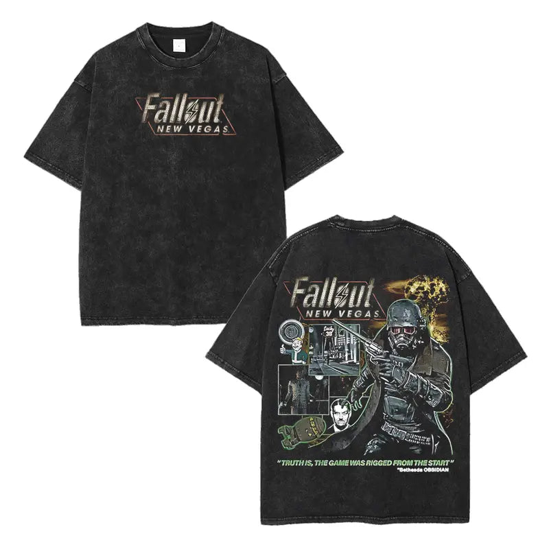 Vintage Fallout New Vegas Shirt – Retro Washed Game Tee, Unisex Cotton Gift for Gamers & Fans