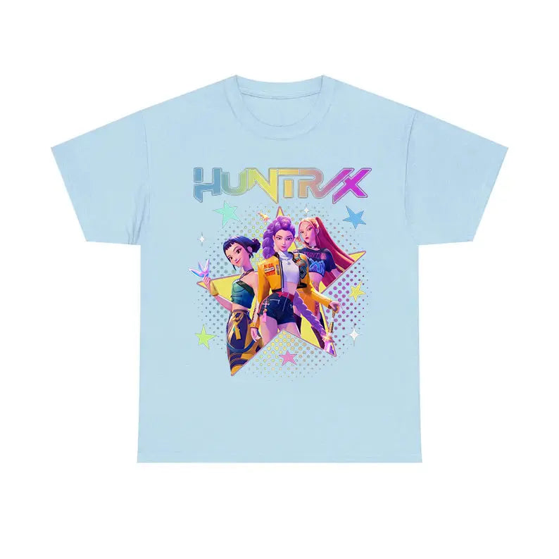 Huntrix Star Shirt – Kpop Huntrix Tee Featuring Mira, Rumi, Zoey & Derpy Tiger, Gift for Fans