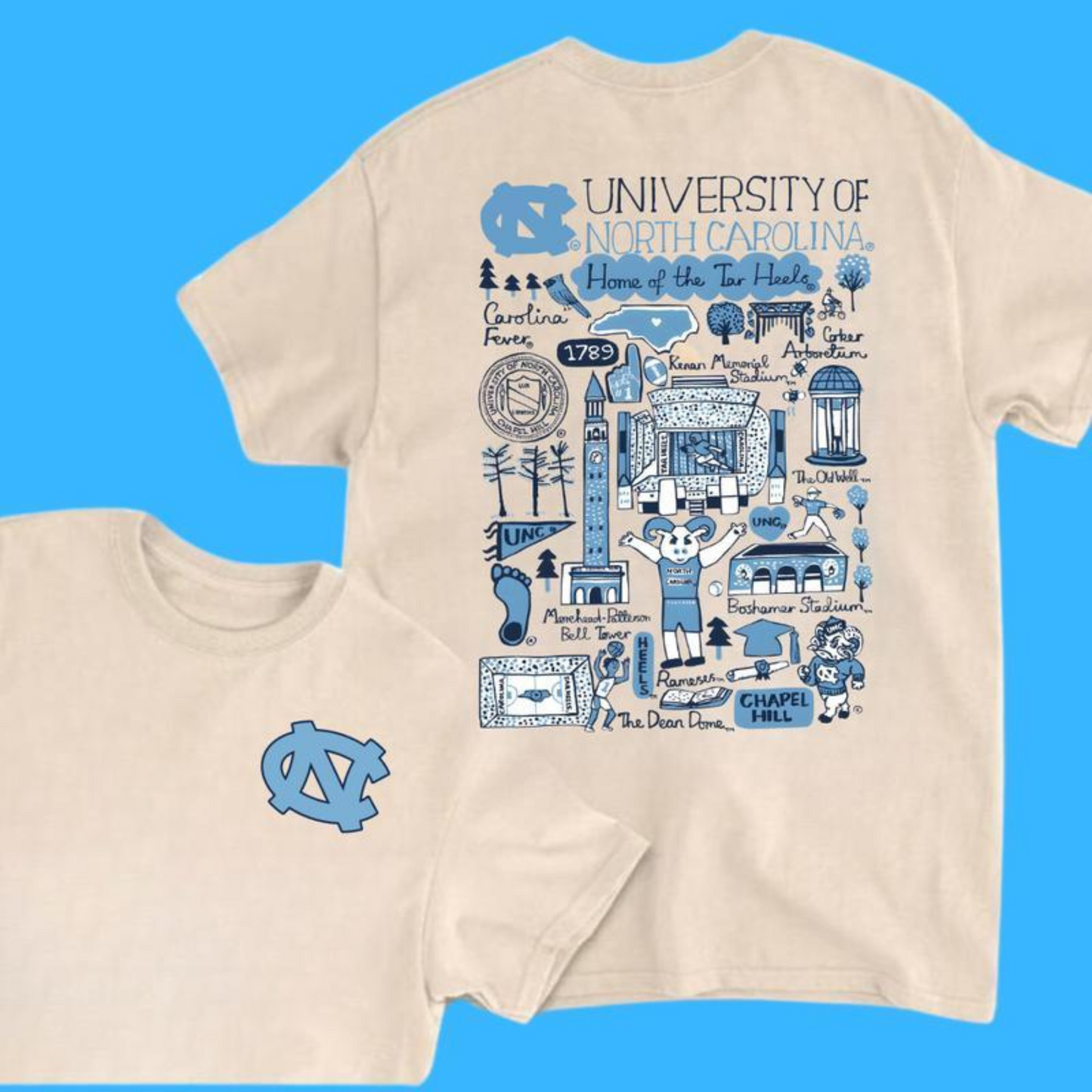 ALL TEAM NCAA Sand T-Shirt – Tropical Artwork Tee for Men & Women, Casual College Sports Fanwear