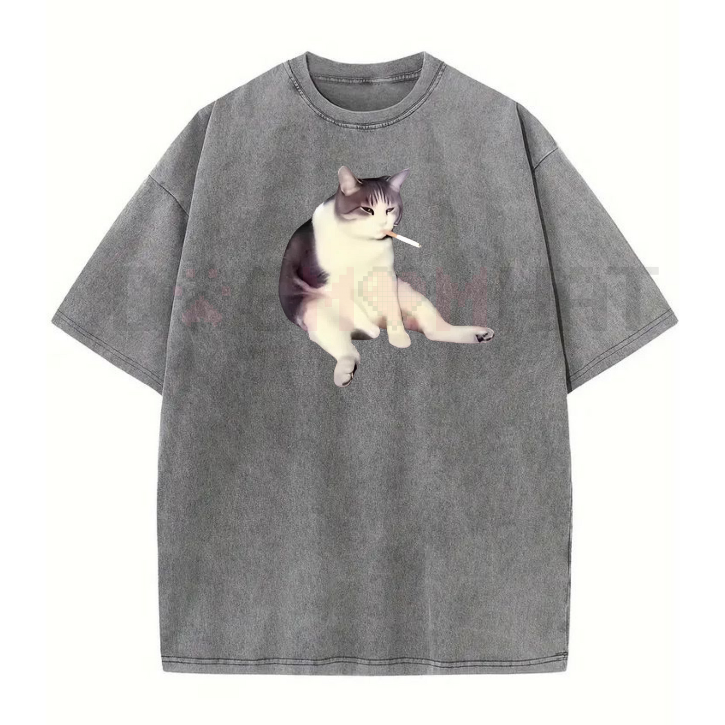 'Cat Smoke' Funny Animal Graphic Tee – Unisex Streetwear Shirt