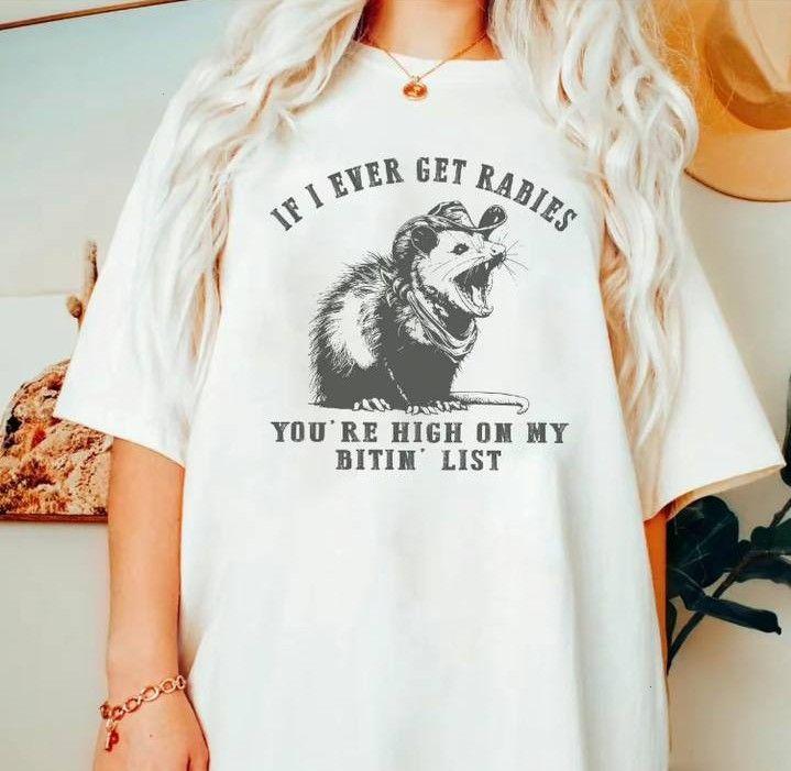 Humorous Raccoon T-Shirt – "If I Ever Get Rabies" Funny Trash Panda Sarcastic Tee
