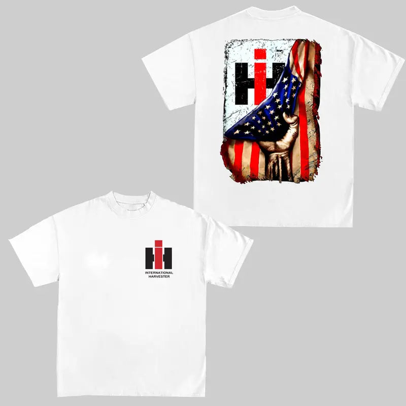 Case IH US Flag T-Shirt - 2-Sided International Harvester Farm Equipment Tee