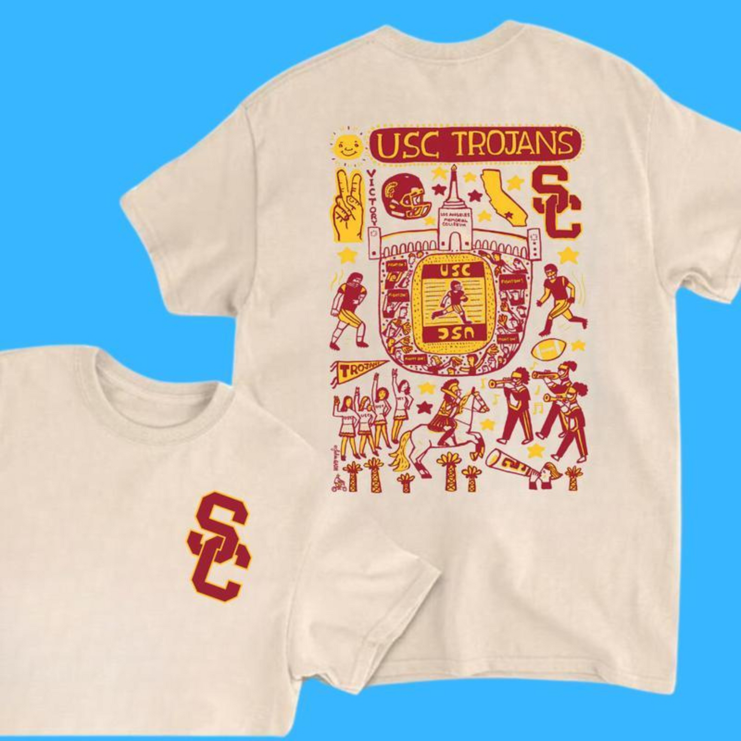 ALL TEAM NCAA Sand T-Shirt – Tropical Artwork Tee for Men & Women, Casual College Sports Fanwear