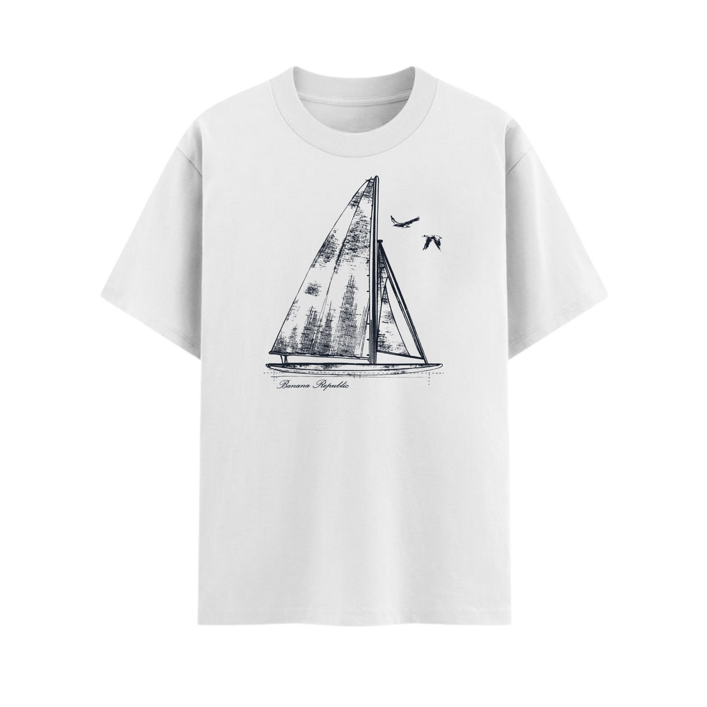 Banana Republic Retro Logo T-Shirt - Classic Casual Apparel (White ver)