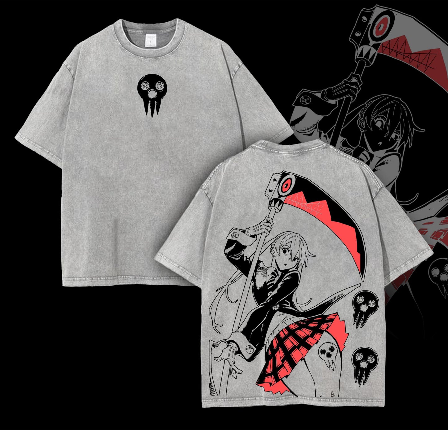 Maka Albarn x Soul Eater Anime Double Printed Vintage Washed Oversize T-Shirt