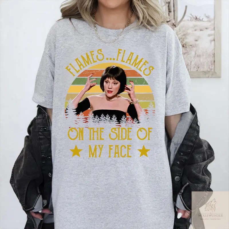 Flames on the Side of My Face Shirt – 80s Mystery Comedy Movie Quote Tee or Sweatshirt for Fans