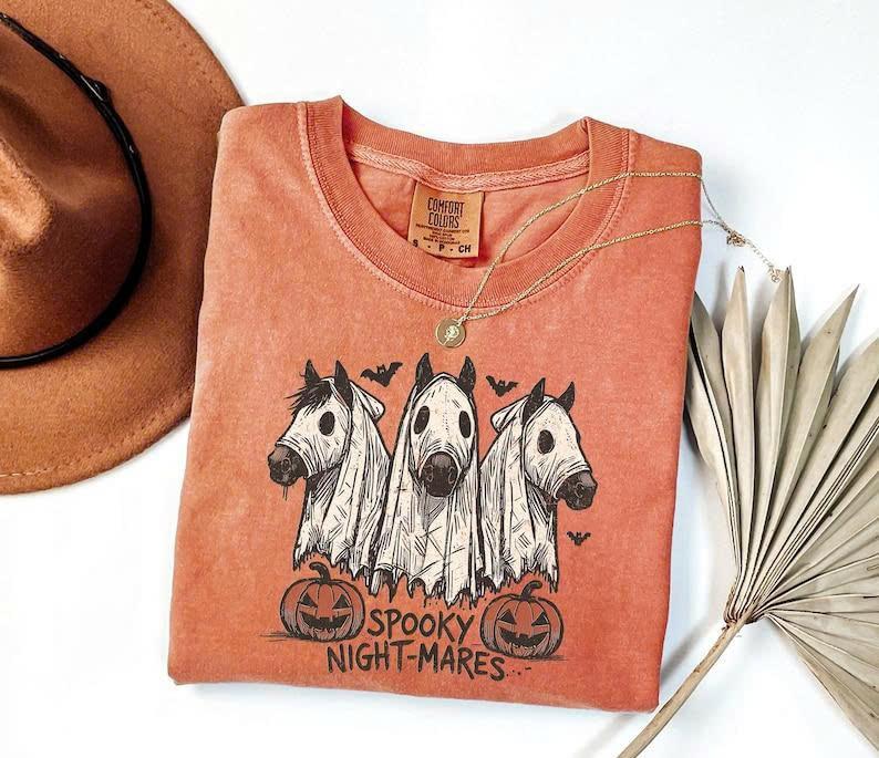 Comfort Colors "Spooky Night-Mares" Horse Shirt - Cute Western Halloween Tee