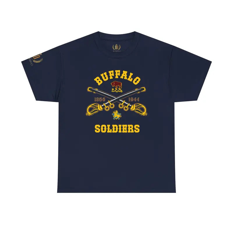 Buffalo Soldiers Heavy Cotton Tee - Vintage Military & Black History Apparel - Dogmomhat