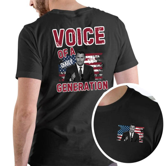 Charlie Kirk "Voice of a Generation" T-Shirt – Double-Sided Graphic Tee - Dogmomhat