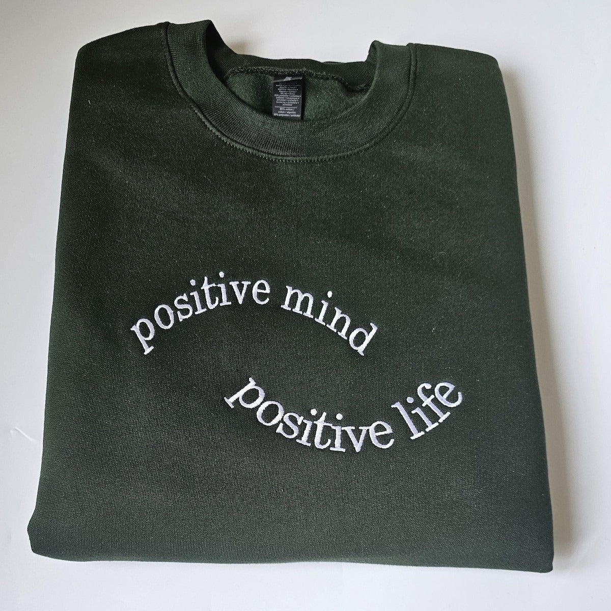 Custom Embroidered Positive mind - Positive Life Sweatshirt, Mental Health Hoodie, Positivity Encouragement Crewneck, Gift for Friend