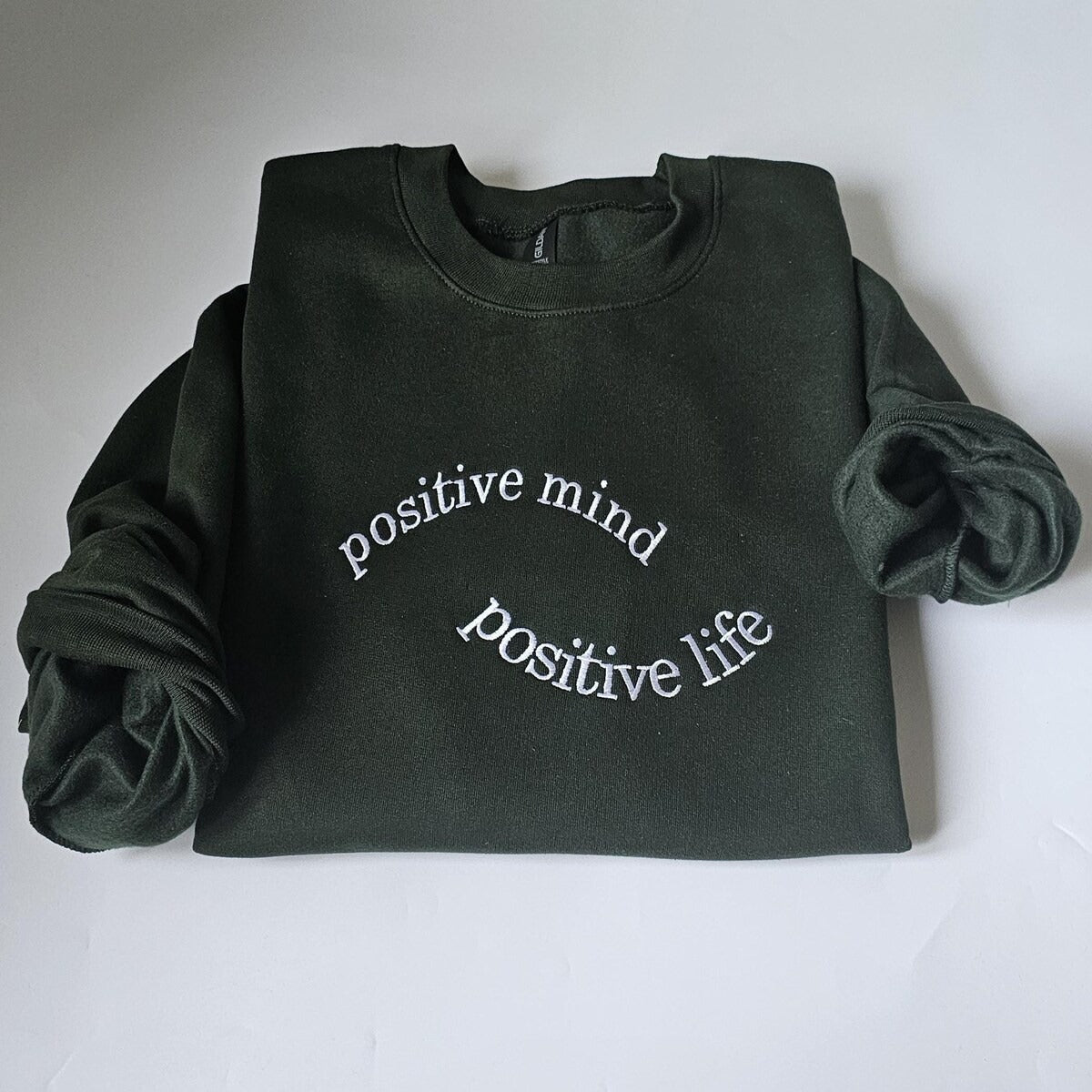 Custom Embroidered Positive mind - Positive Life Sweatshirt, Mental Health Hoodie, Positivity Encouragement Crewneck, Gift for Friend