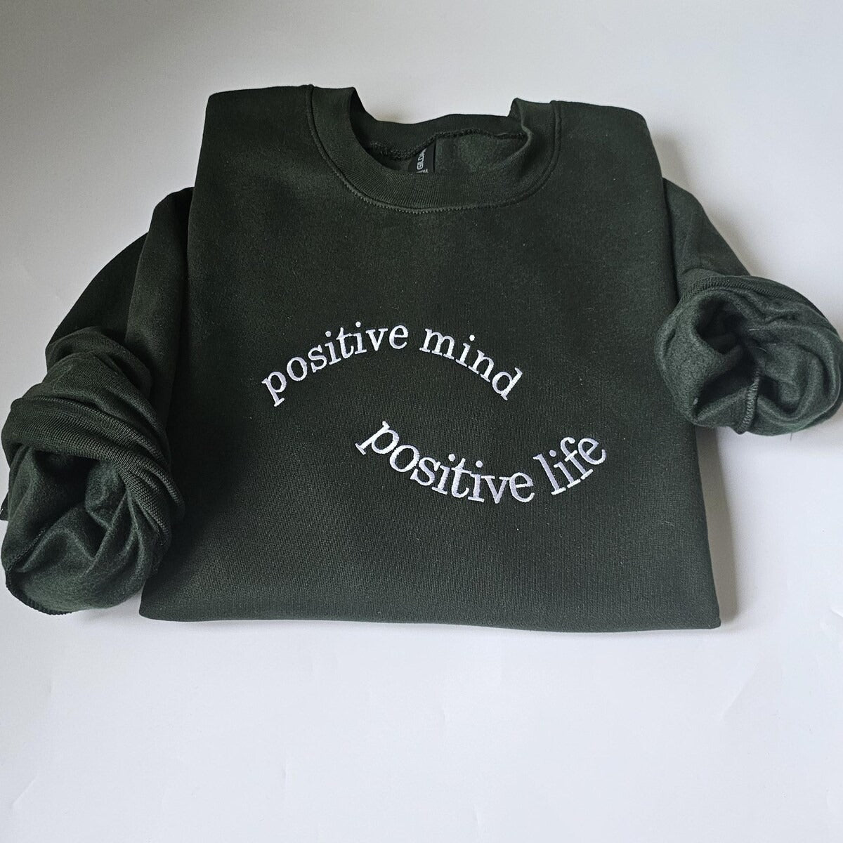Custom Embroidered Positive mind - Positive Life Sweatshirt, Mental Health Hoodie, Positivity Encouragement Crewneck, Gift for Friend