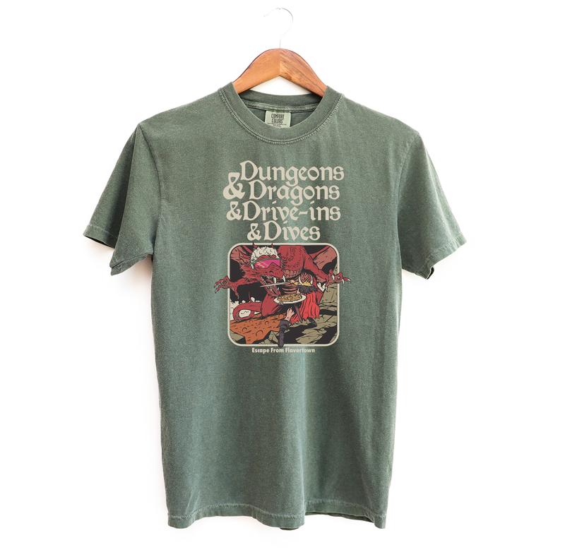 "D&D and Drive Ins" T-Shirt – Comfort Colors Dragon Graphic Tee - Dogmomhat