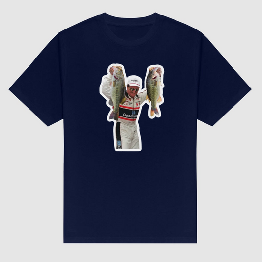 Dale Earnhardt "Bass Angler" Fishing Graphic Tee – Vintage NASCAR Legend Shirt - Dgmomhat