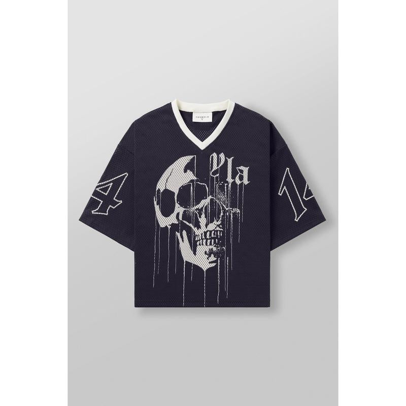 Drippy Skull Jersey – Unique Skull Graphic Tee, Hip-Hop Streetwear - Dogmomhat