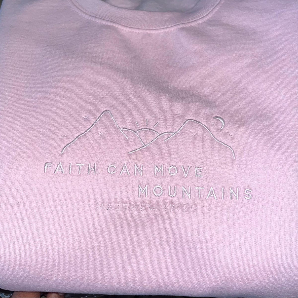 Faith Can Move Mountains Embroidered Sweatshirt, Christian Embroidered Hoodie, Christian Gift, Bible Verse Sweater, Gift for Her