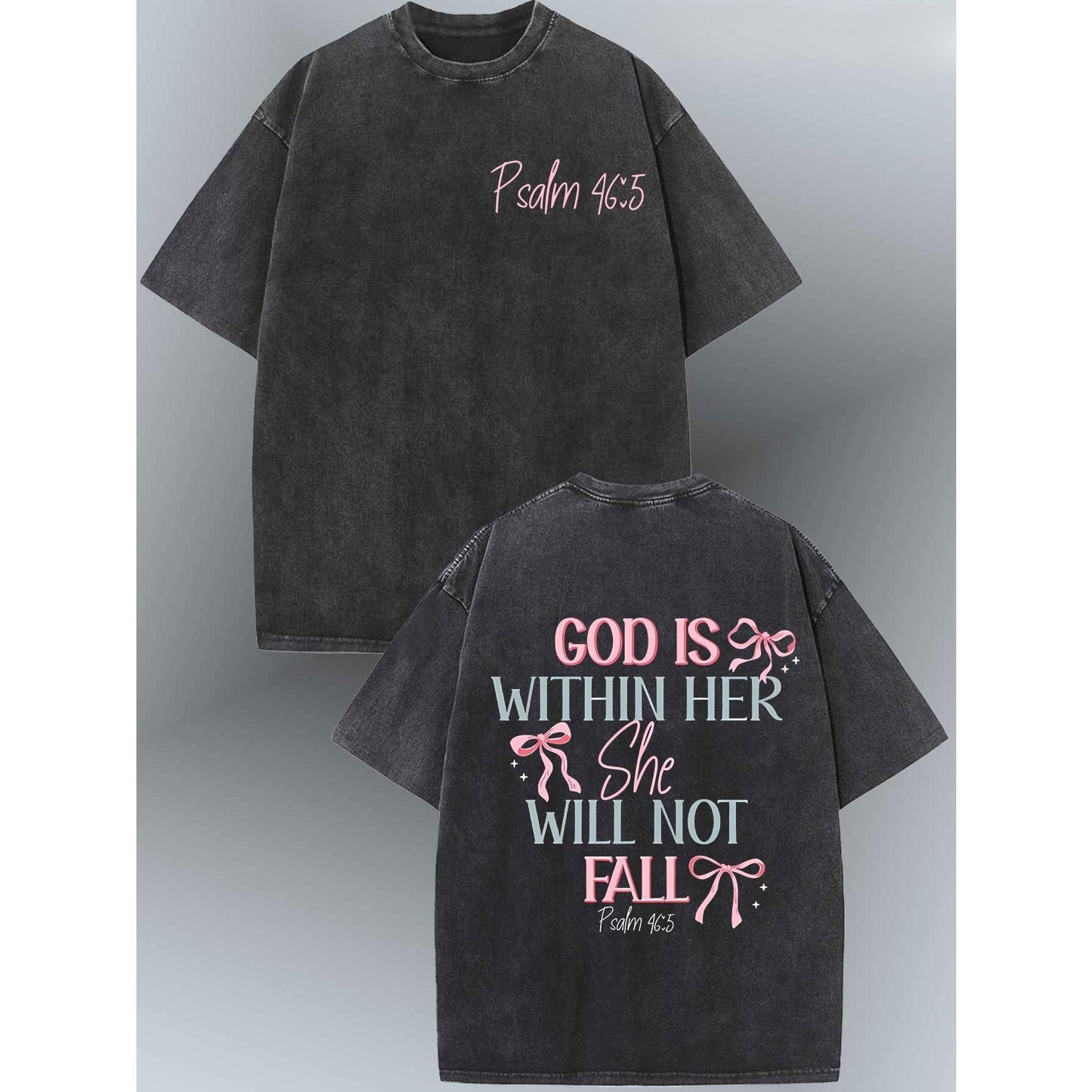 "God is Within Her" T-Shirt – Vintage Washed Cotton Psalm 46:5 Tee - Dogmomhat