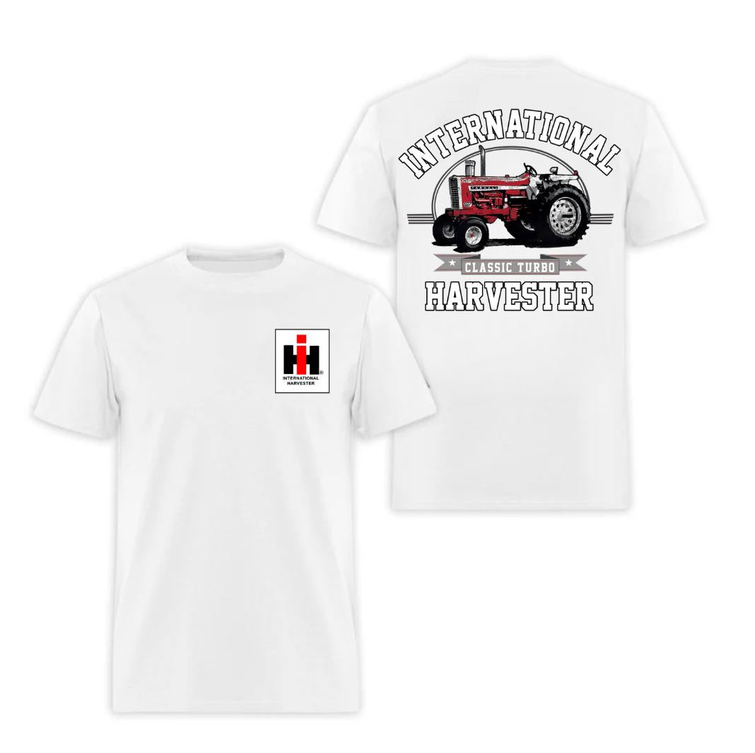 Harvester Turbo Tractor T-Shirt – Double-Sided Farm Graphic Tee, Classic Gift for Tractor Enthusiasts & Agri Fans - Hiyatee