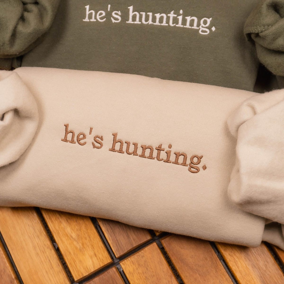 He's Hunting Embroidered Sweatshirt, Hunting Season Wife Hoodie, Gift for Hunters, Hunting Lover Sweater
