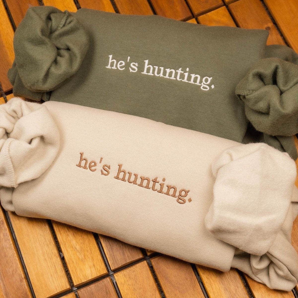 He's Hunting Embroidered Sweatshirt, Hunting Season Wife Hoodie, Gift for Hunters, Hunting Lover Sweater