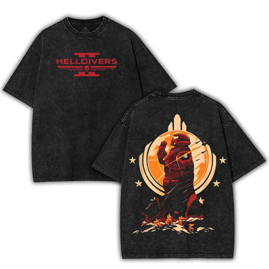 Helldivers 2 Fan-Art Unisex T-Shirt – Oversize Heavyweight Cotton Tee - DOgmomhat