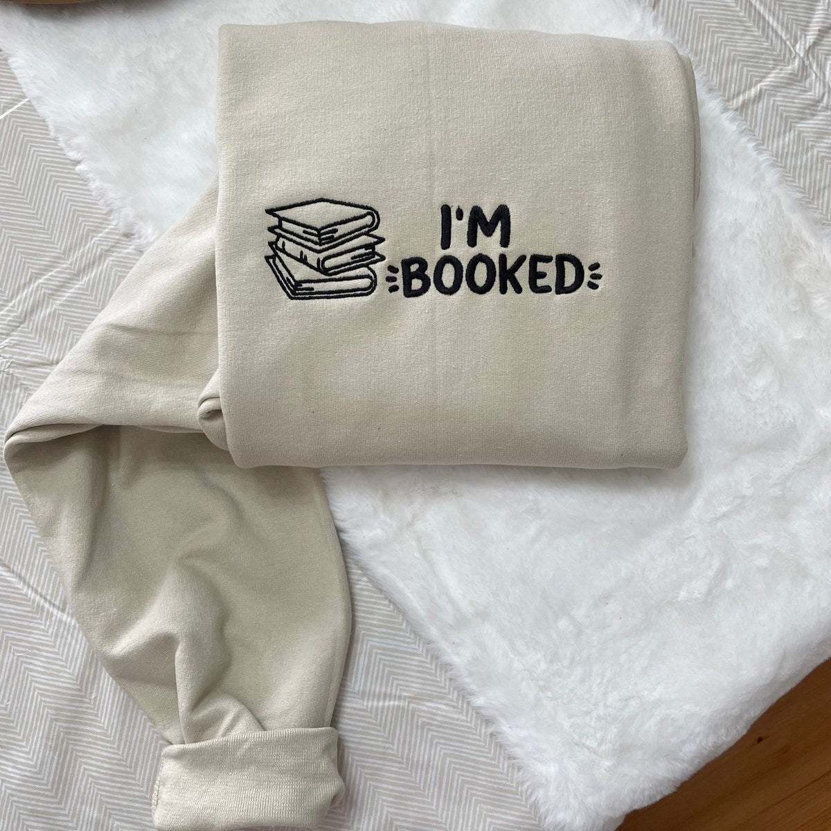 I’m Booked Embroidered Sweatshirt, Librarian Gift, Gift for Book Lover, Book Worm Gifts, Book Club Sweatshirt, Reading, Library Sweater