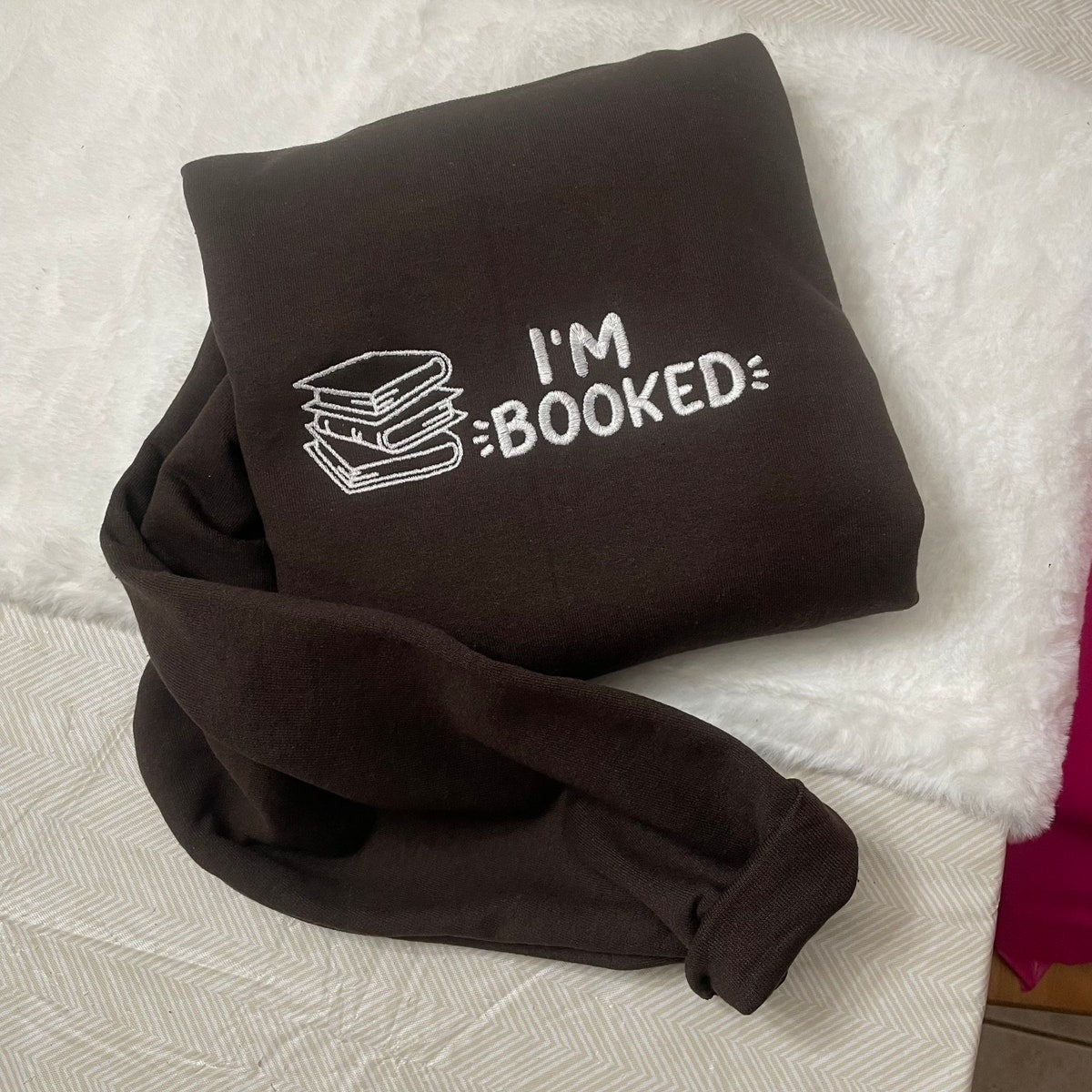 I’m Booked Embroidered Sweatshirt, Librarian Gift, Gift for Book Lover, Book Worm Gifts, Book Club Sweatshirt, Reading, Library Sweater