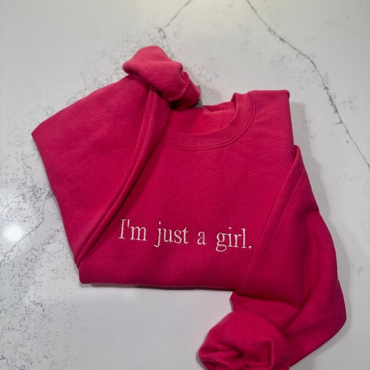 I'm Just A Girl Embroidered Sweatshirt, Gift for Girlfriend, Literally Girly Hoodie, Gift for Her