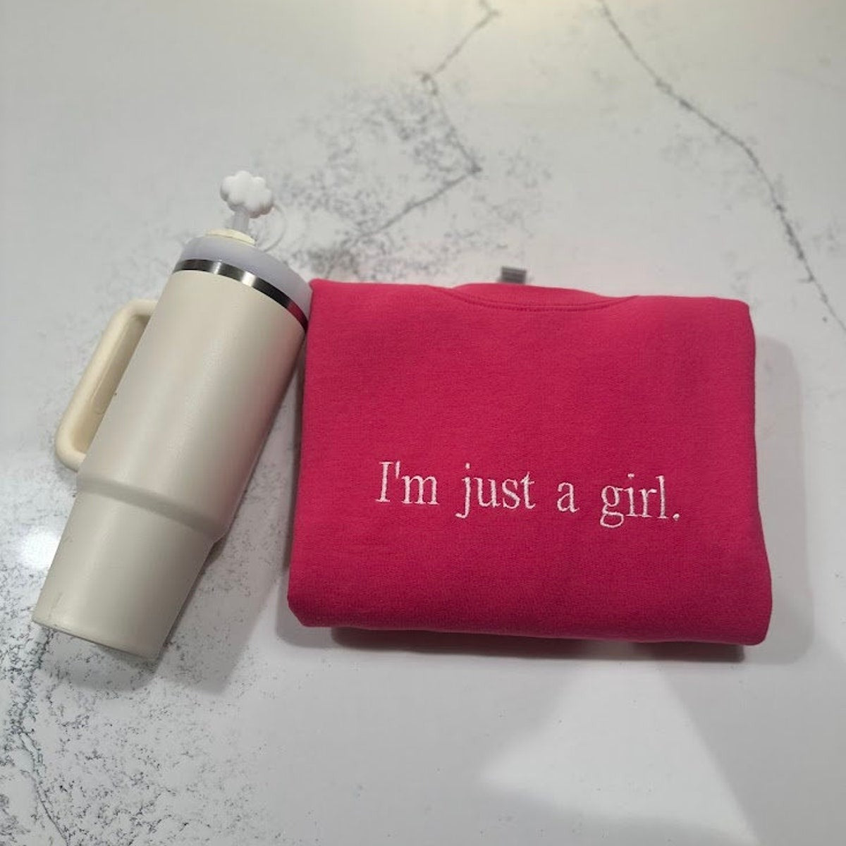 I'm Just A Girl Embroidered Sweatshirt, Gift for Girlfriend, Literally Girly Hoodie, Gift for Her
