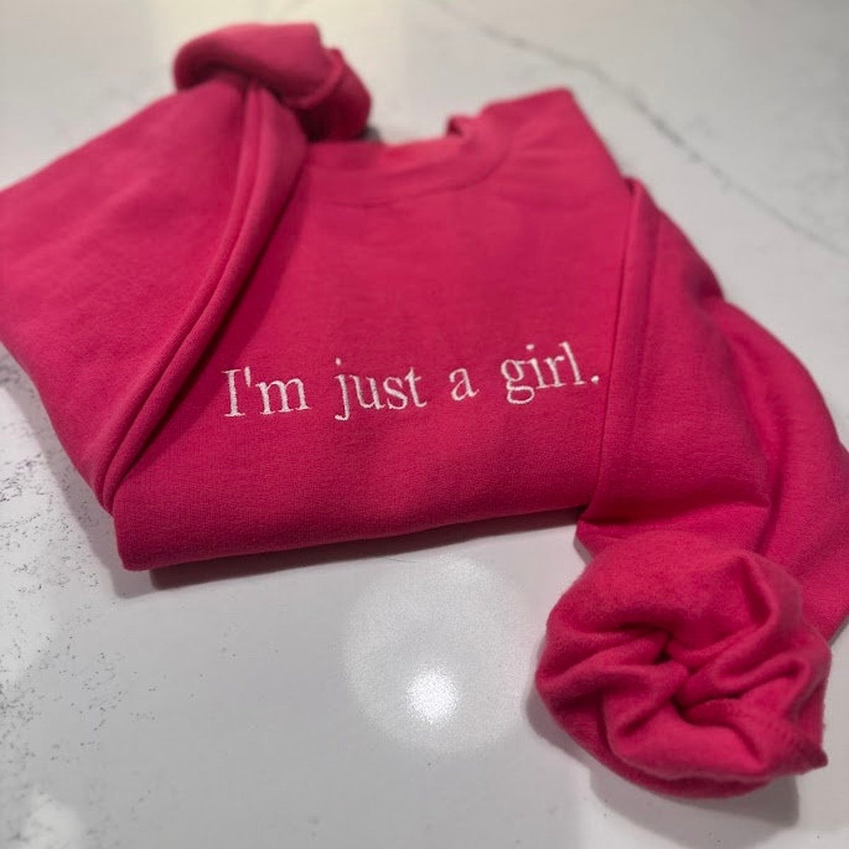 I'm Just A Girl Embroidered Sweatshirt, Gift for Girlfriend, Literally Girly Hoodie, Gift for Her