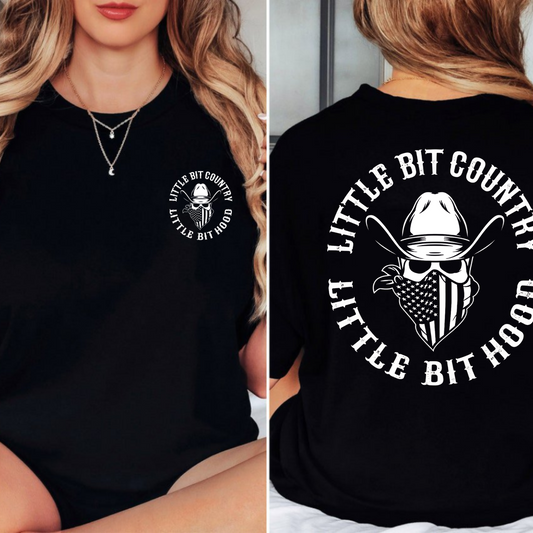"Little Bit Country, Little Bit Hood" T-Shirt – Black Short Sleeve Tee - Dogmomhat