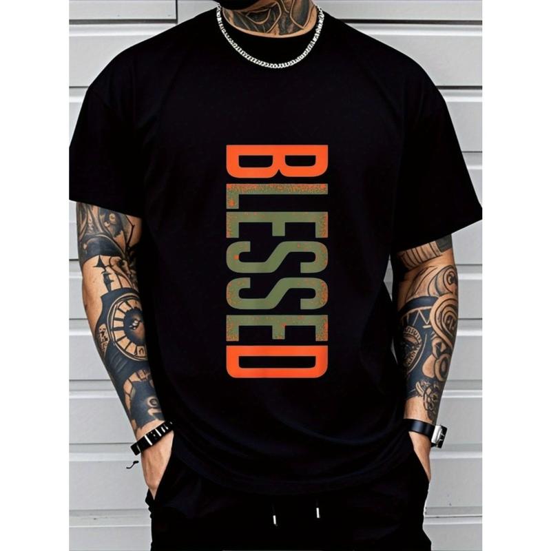 Men's Plus Size Geometric Crew Neck T-Shirt – Casual Short Sleeve Tee - Dogmomhat
