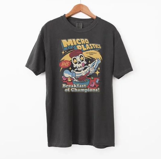 "Micro Plastics Breakfast Skull" Comfort Colors Shirt - Funny Food Graphic Tee - Dogmomhat