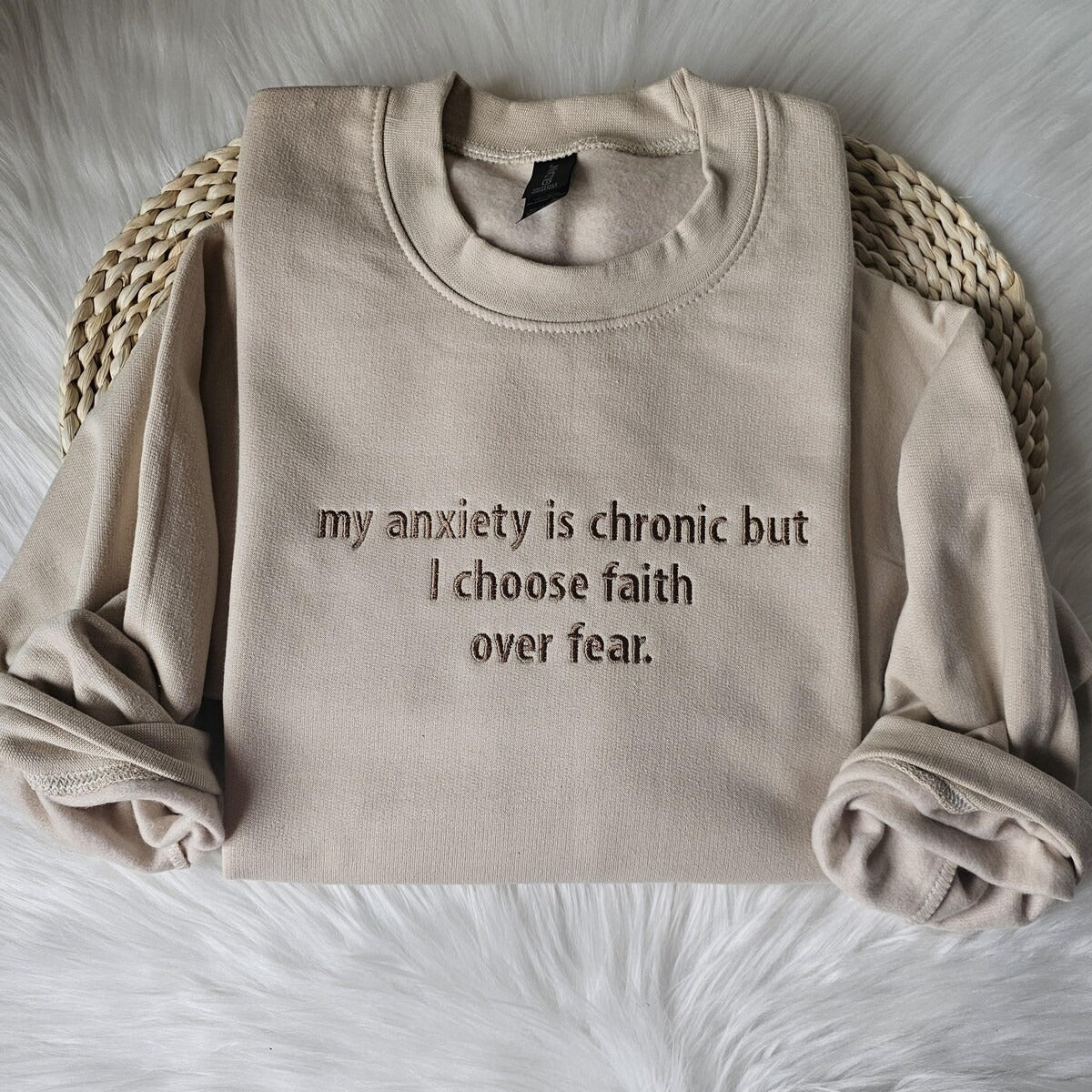My anxiety is Chronic Embroidered Sweatshirt - Mental Health Crewneck Hoodie, Gift for Christian